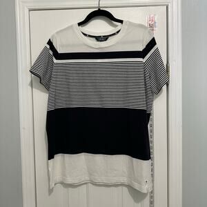 Ralph Lauren Stripe tee black white new 1x